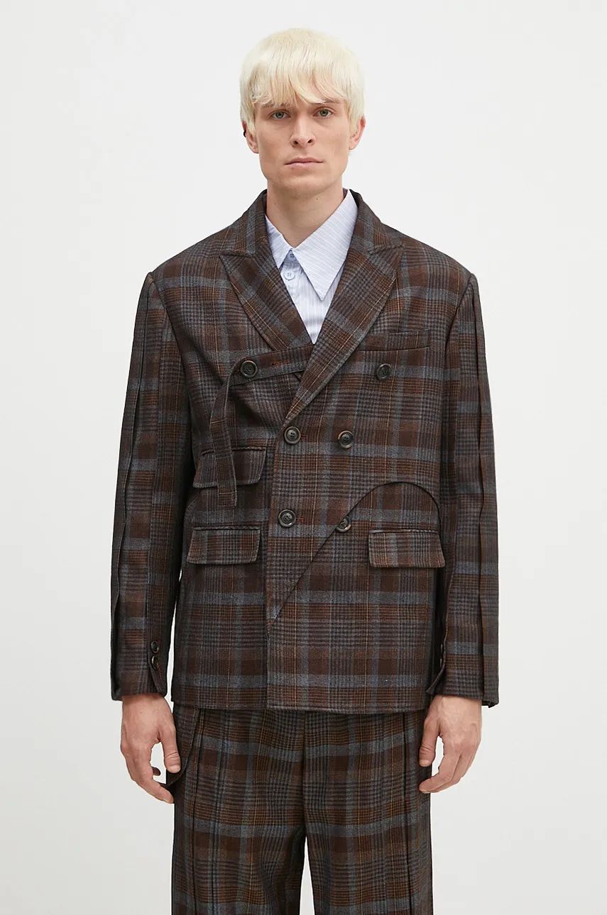 Bunda Andersson Bell Soe Check Wrap Double Breasted Jacket Hnedá | awa628m, 0