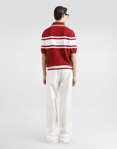 Polo tričko Dolce & Gabbana Dolce & Gabbana Silk & Cotton Blend Polo Shirt with DG Logo Embroidery Červená | GXZ11ZJFMLXR5231, 2