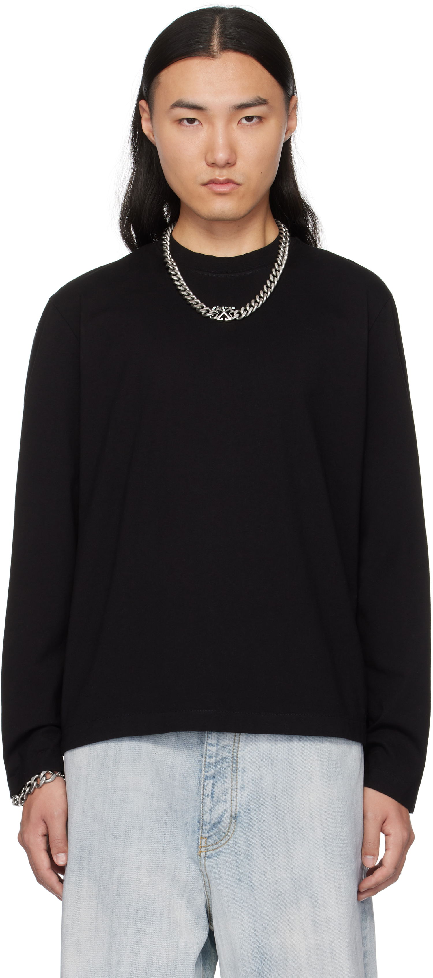 Tričko Off-White Vibe Arrow Skate Long Sleeve T-Shirt Čierna | OMAB086S25JER0031041, 0