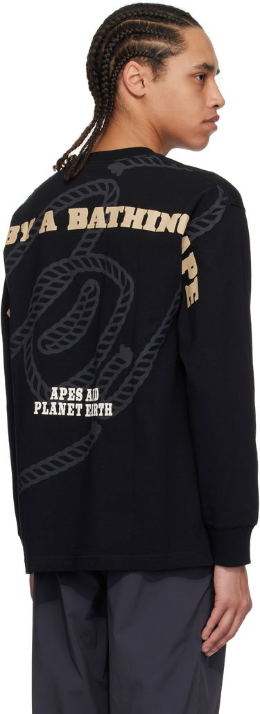 Mikina AAPE by A Bathing Ape AAPE by A Bathing Ape 'AAPE' Theme Long Sleeve T-Shirt Čierna | AAPLTM1621XXNBKX, 2