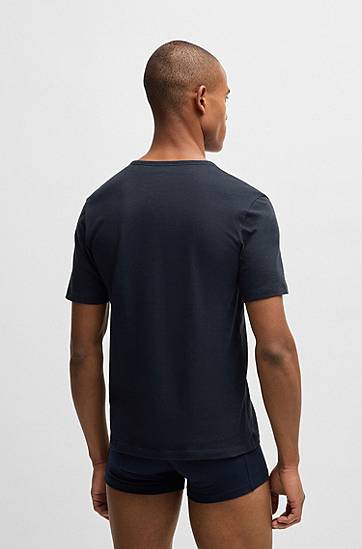 Tričko BOSS BOSS Three-Pack Cotton T-Shirts with Logo Embroidery Navy | 50532468, 1