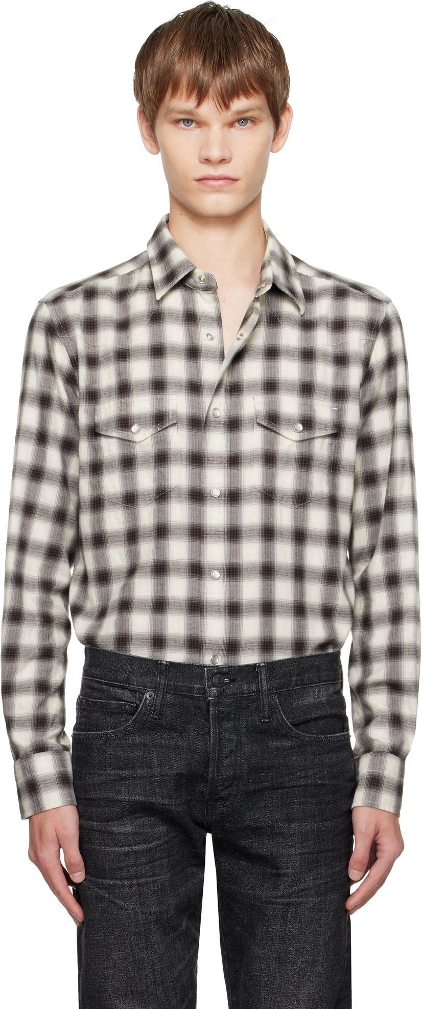 Košeľa Tom Ford TOM FORD Check Western Shirt Béžová | HDS001-FMC241
