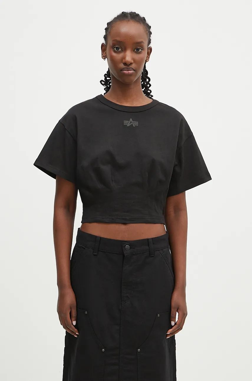 Tričko Alpha Industries Waisted T-Shirt Čierna | 148070, 0