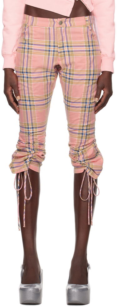 Nohavice Collina Strada Collina Strada Plaid Maldives Drawstring Cropped Pants Ružová | XX6060, 0