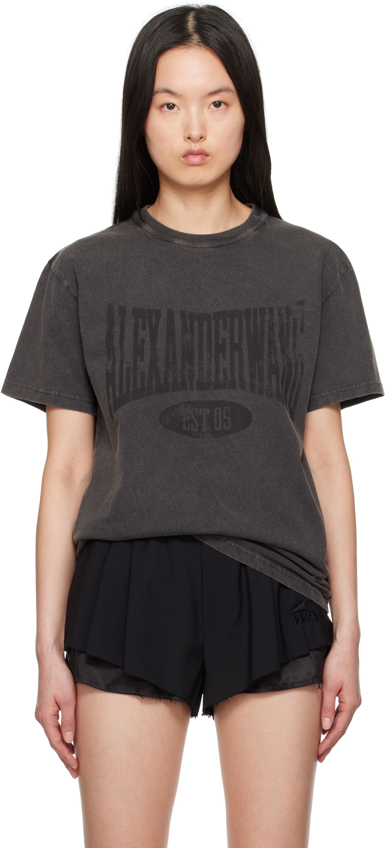 Tričko Alexander Wang Alexander Wang.t Distressed Logo T-Shirt Šedá | 4CC2251542, 0