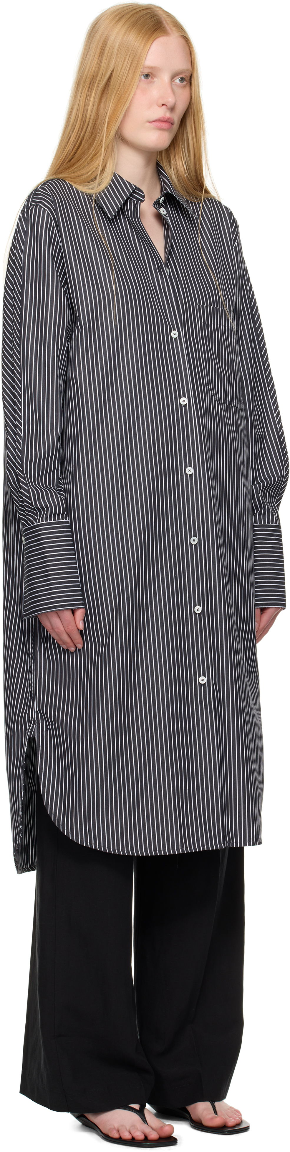 Šaty TOTEME TOTEME Striped Shirt Dress Čierna | 253-WRD0201-FB0436, 1