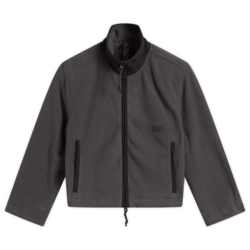 Bunda SKIMS Fleece Lounge Shrunken Full-Zip Jacket with Stand Collar and Zippered Pockets Šedá | ZU-ZUP-9935W-ASH