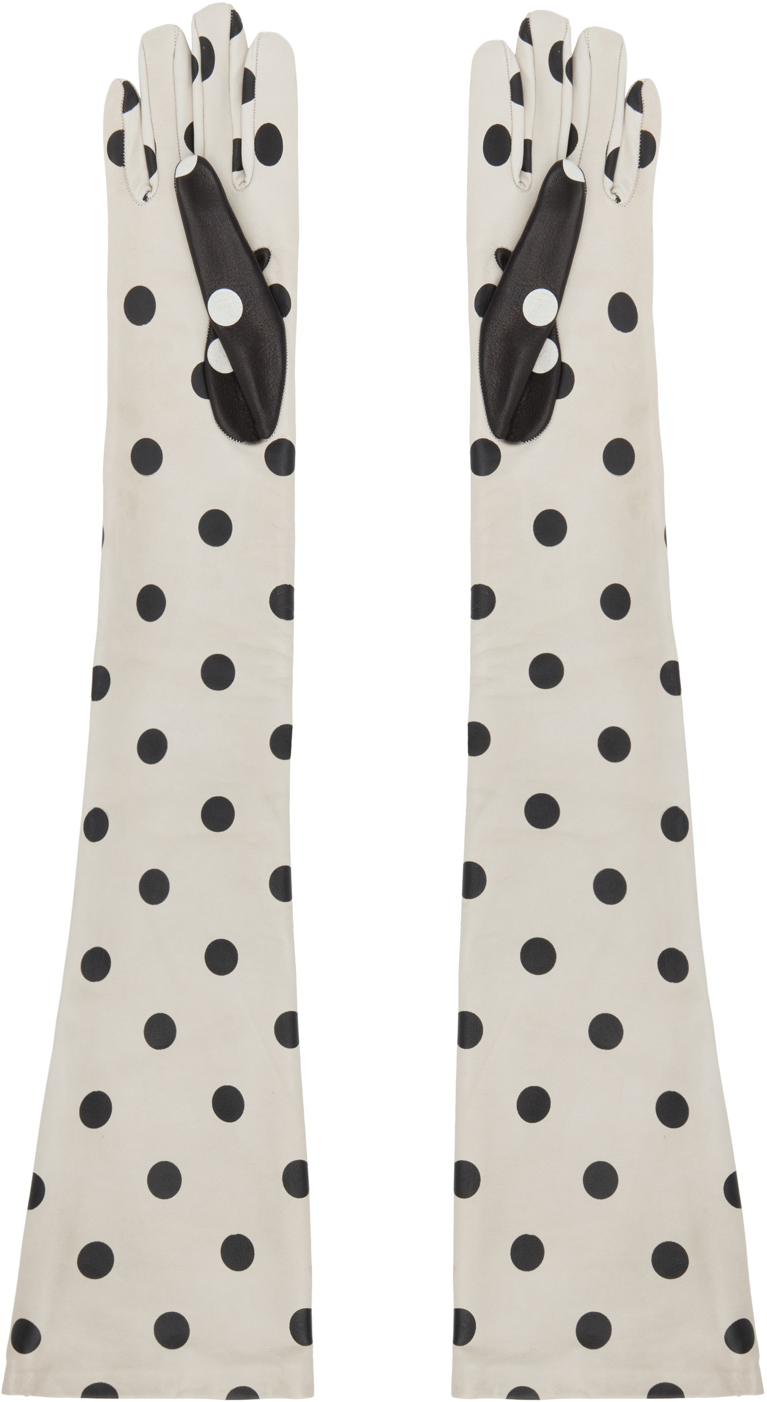 Rukavice Moschino Moschino Long Polka Dot Leather Gloves Biela | 350604742002, 1