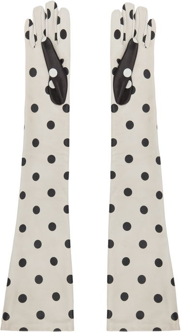 Rukavice Moschino Moschino Long Polka Dot Leather Gloves Biela | 350604742002, 1