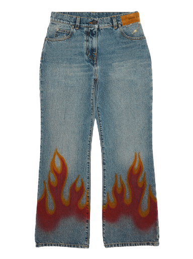 Džínsy Palm Angels Burning Flared Jeans Modrá | PWYA026F22DEN0014025
