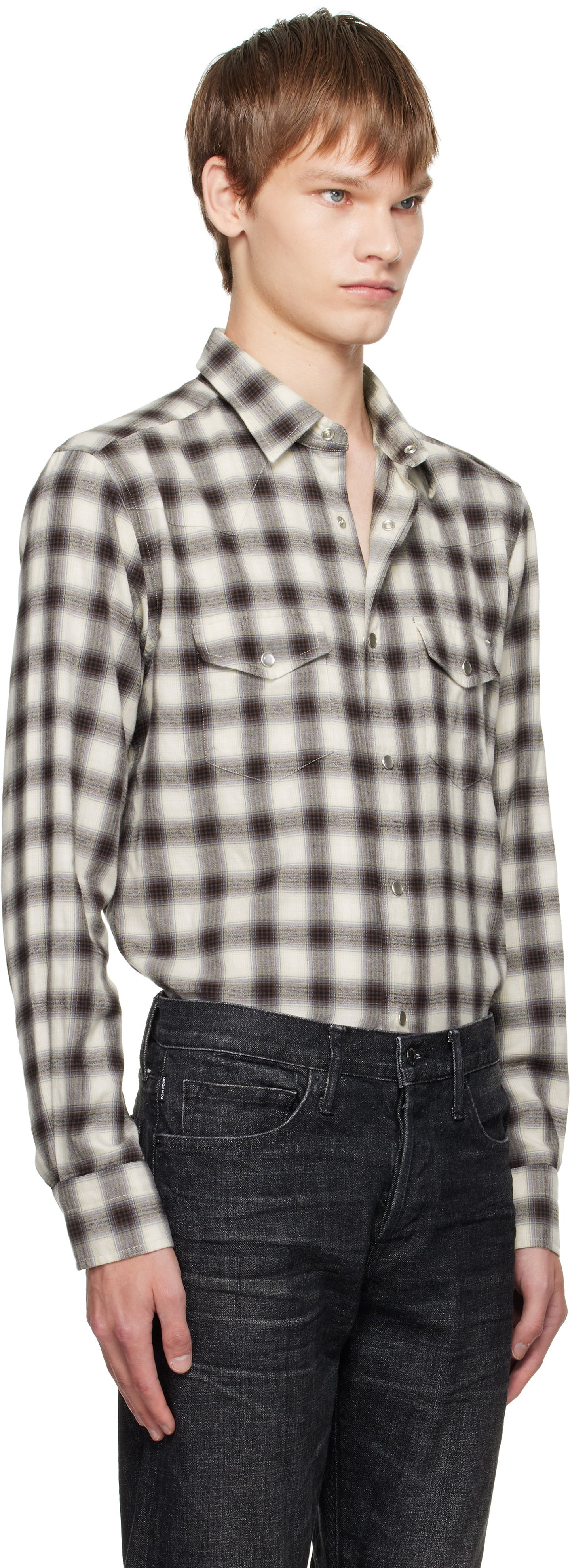 Košeľa Tom Ford TOM FORD Check Western Shirt Béžová | HDS001-FMC241, 1