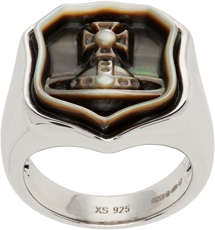 Prsteň Vivienne Westwood Vivienne Westwood Johan Mother-of-Pearl Orb Signet Ring Metalická | 6404018K-01P244-