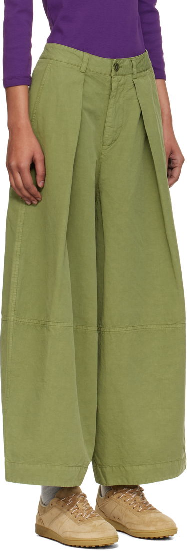 Nohavice YMC YMC Deadbeat Wide-Leg Pleated Trousers Zelené | Q4YMB, 1