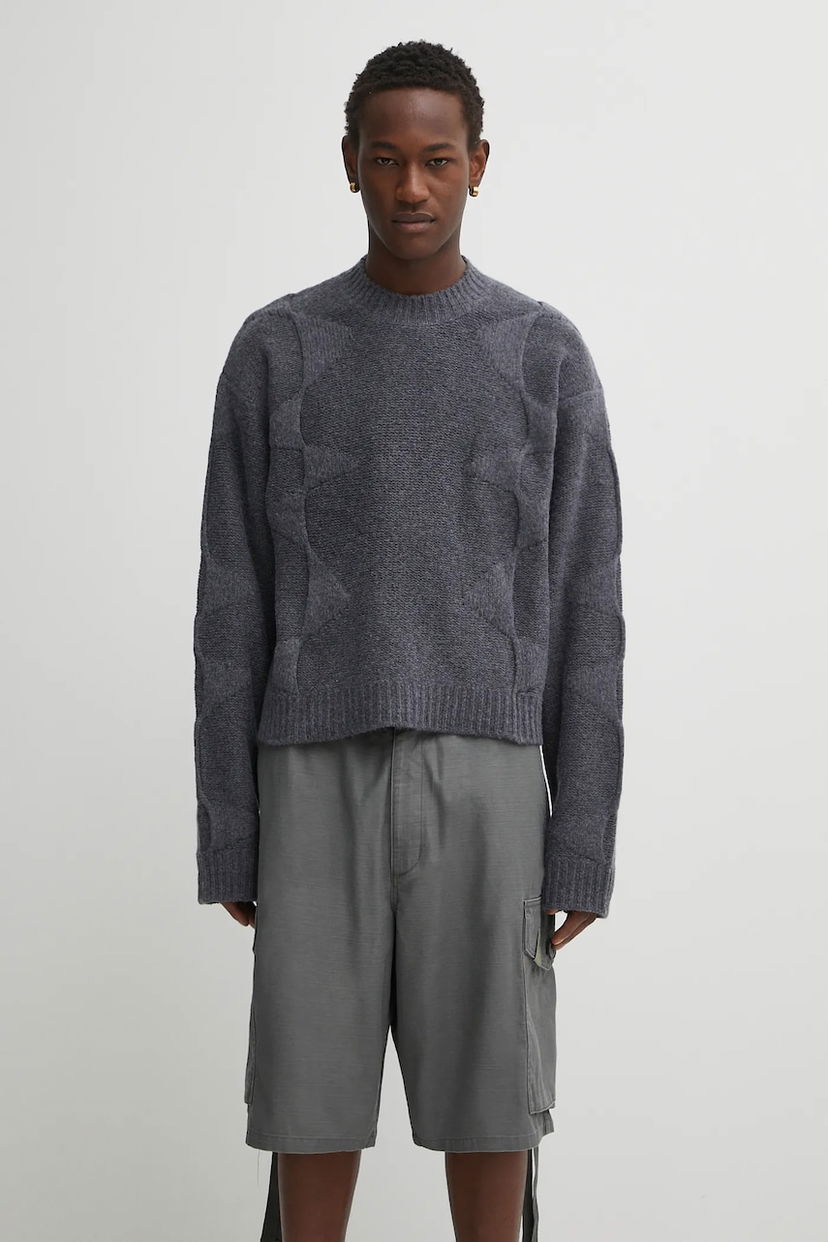 Sveter HELIOT EMIL Textured Knit Crew Neck Sweater Šedá | PREAW25.M.07.063.DGY05.