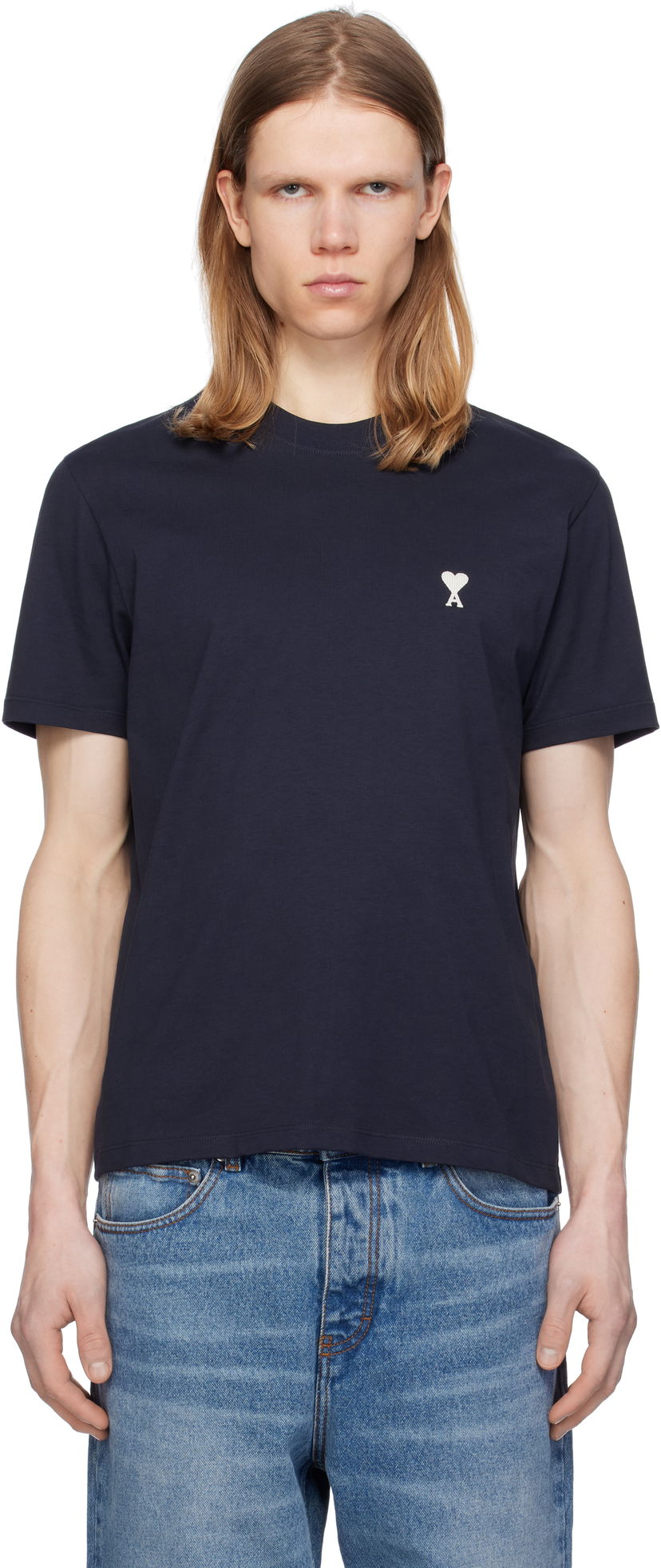Tričko AMI Cotton Ami de Coeur T-shirt Navy | HTS060.724