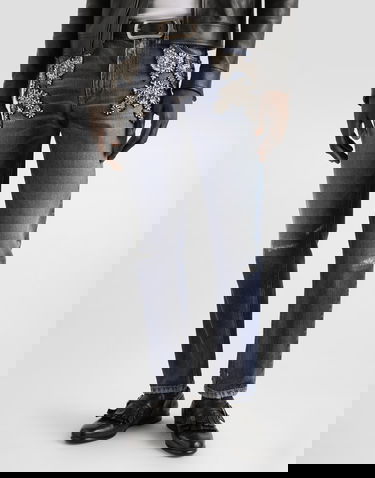 Džínsy Dolce & Gabbana Embellished Distressed Denim Jeans 52 Modrá | GYJDAZG8OK1S9001, 3