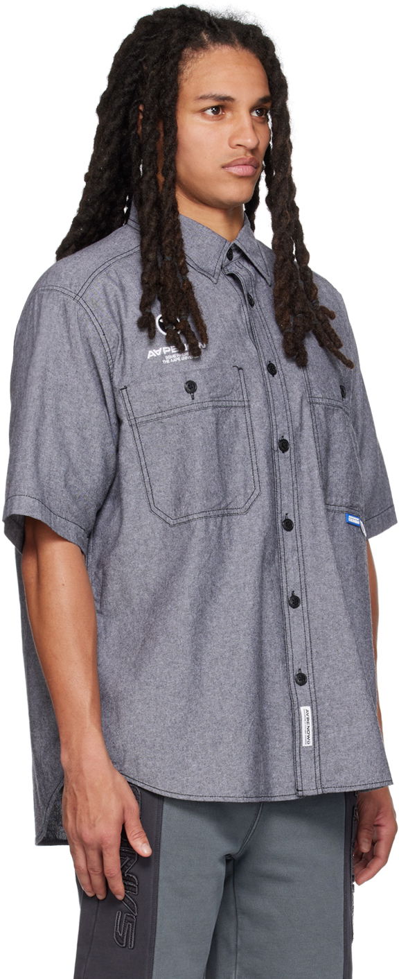 Košeľa AAPE by A Bathing Ape AAPE by A Bathing Ape Embroidered Shirt Šedá | AAPSRM8436XXKBKX, 1