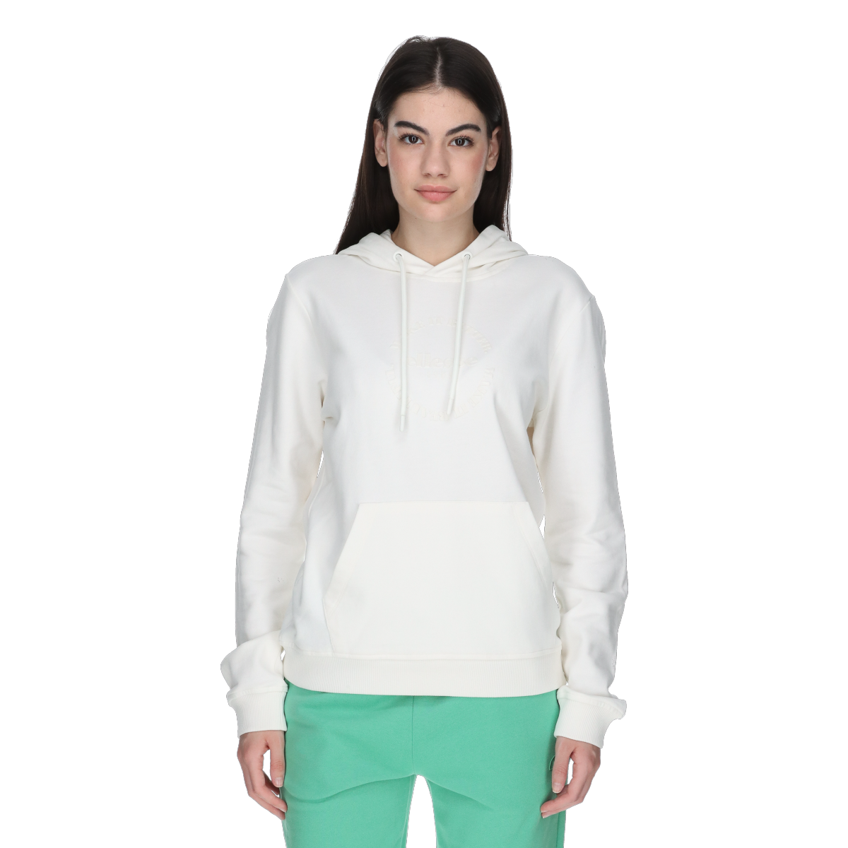 Mikina Ellesse Hoodie with Embossed Logo and Kangaroo Pocket Biela | ELA253F602-11, 0