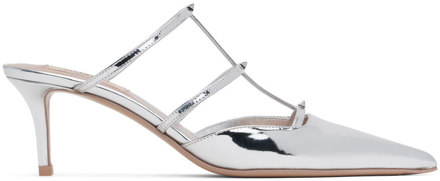 Garavani Silver Rockstud Wispy Calfskin 60mm Mules