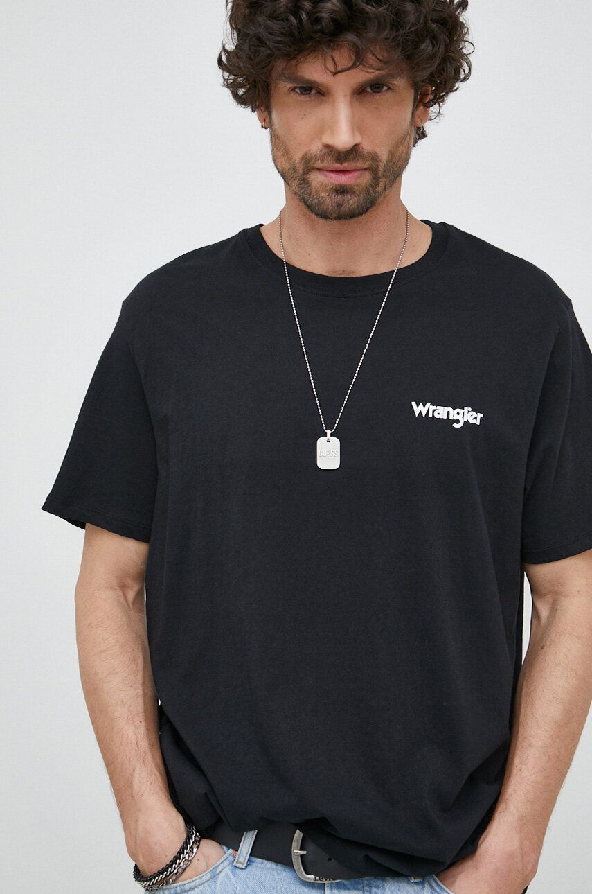 Tričko Wrangler Cotton T-Shirt Čierna | W7BZFQE12, 0
