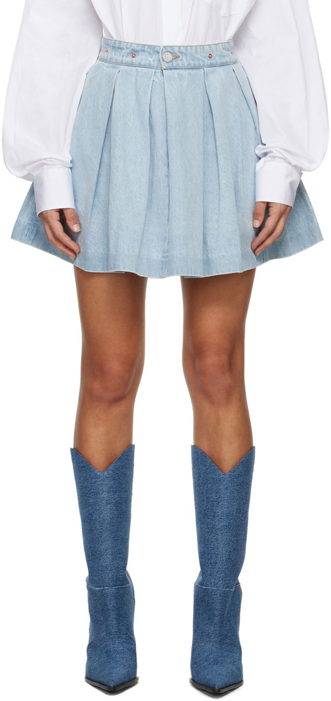 Sukňa VETEMENTS Pleated Denim Miniskirt Modrá | WE64SK600N