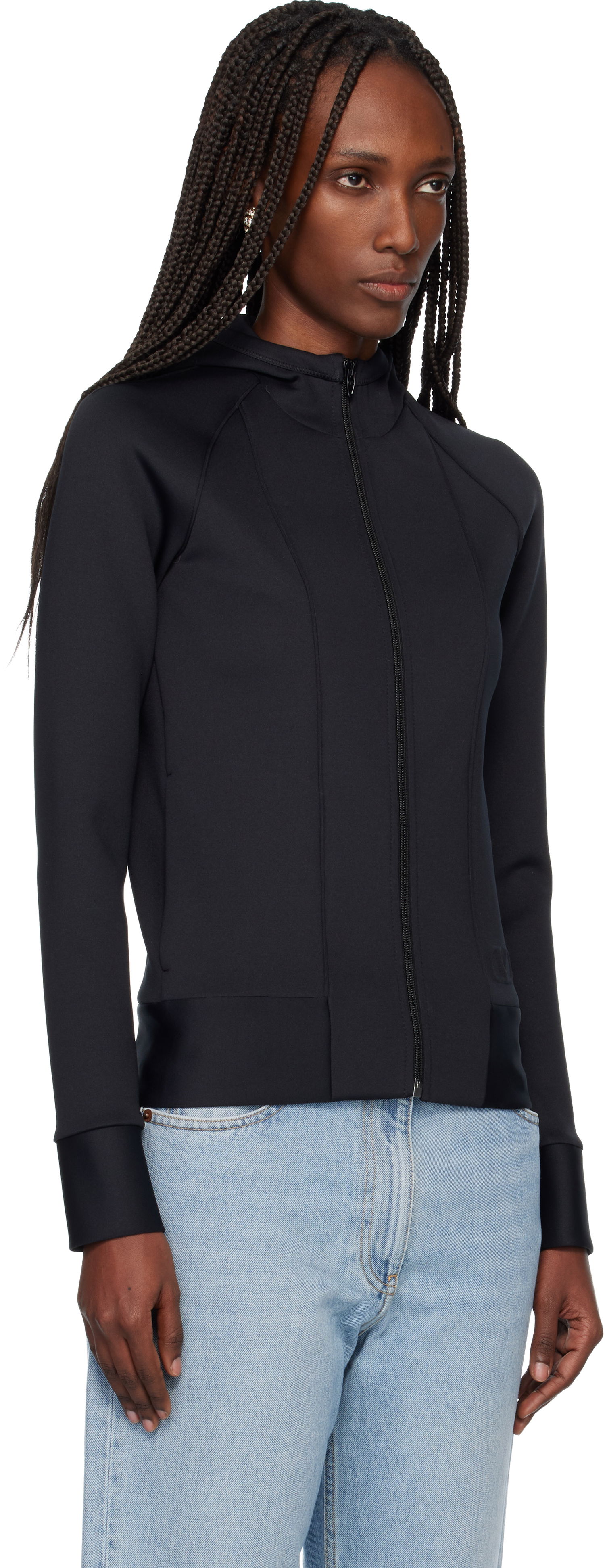 Mikina Valentino Embossed Logo Full-Zip Hoodie Čierna | 7B0MF25B9U0, 1