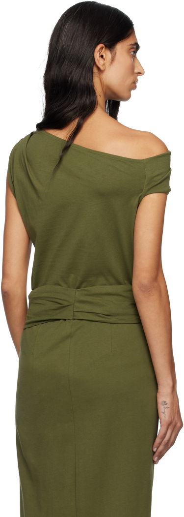 Tielko Dries Van Noten Off-Shoulder Knotted Heavy Jersey Tank Top Zelené | 252-011111-2603, 2