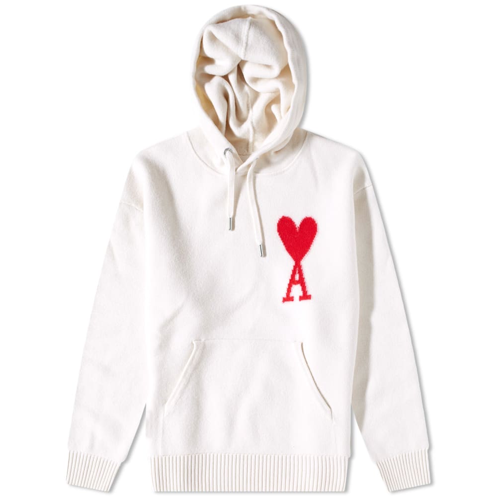 Mikina AMI Large A Heart Knit Hoody Biela | UKS802-018-154, 0