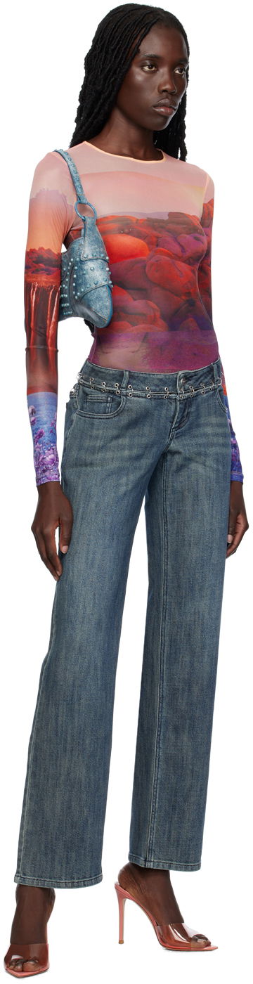 Džínsy Miaou Miaou Marco Chain-Embellished Jeans Modrá | 1033SD2DUR, 3