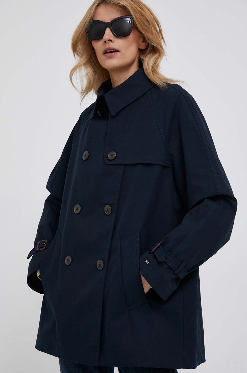 Trenčkot Tommy Hilfiger Double Breasted Short Trench Coat Navy | WW0WW38943, 0