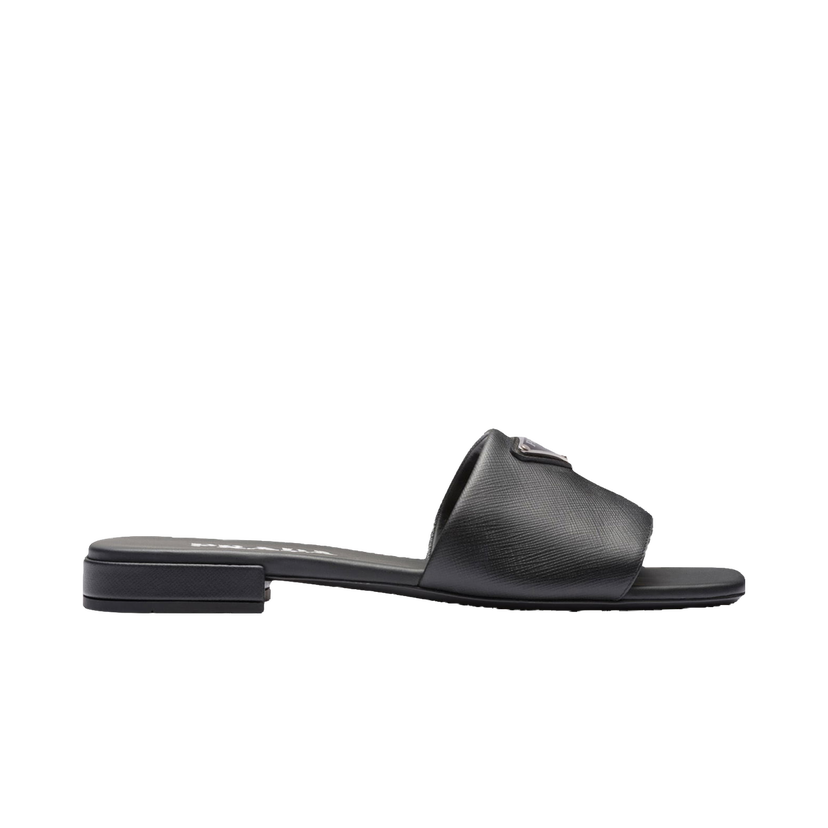 Tenisky a topánky Prada Logo Slide Sandals Black Saffiano Leather Čierna | 1XX627_053_F0002_F_010
