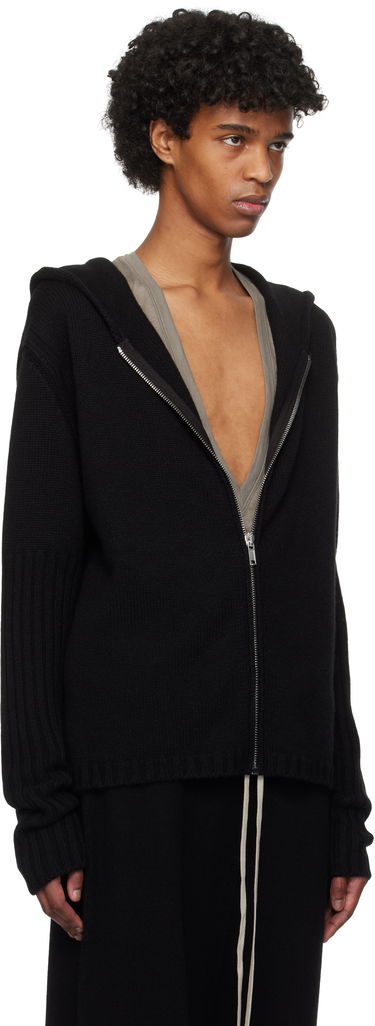 Mikina Rick Owens Rick Owens Hollywood Zipped Knit Hoodie Čierna | RU01E5666 KLWS, 1