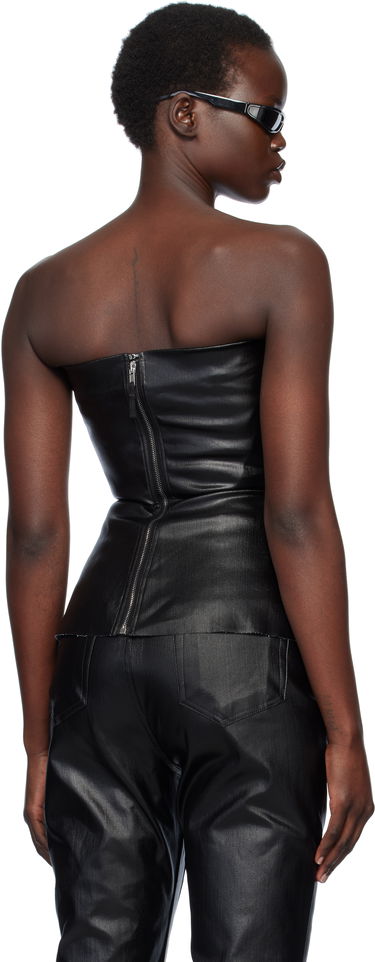 Tielko Rick Owens Rick Owens Hollywood Coated Stretch Denim Bustier Top Čierna | RP01E7127 SCT, 2