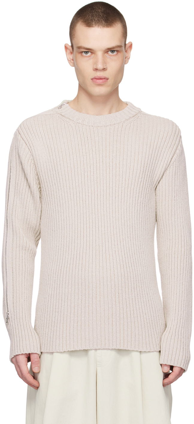 Sveter Dries Van Noten Crewneck Ribbed Sweater Béžová | 231-021231-6703, 0