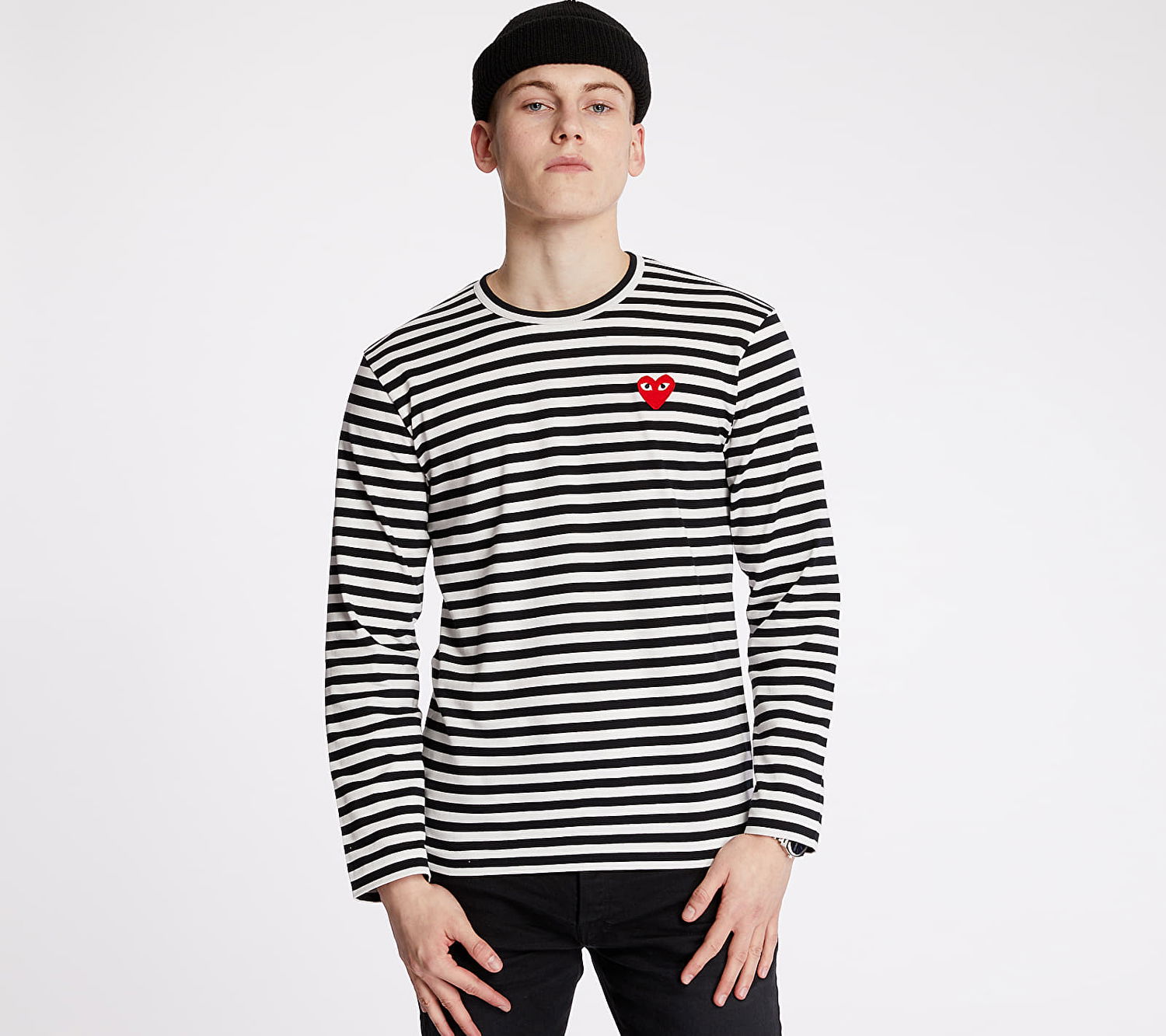 Tričko Comme des Garçons PLAY Long Sleeve Tee Čierna | AZT164 black white, 0