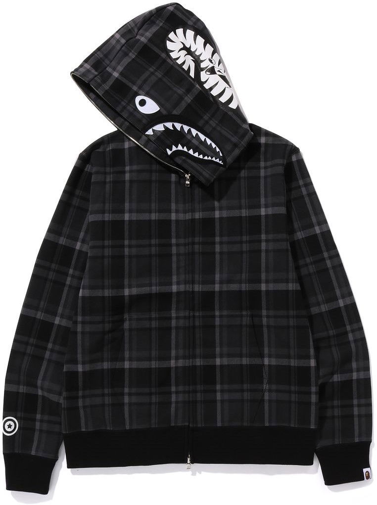 Mikina BAPE Bape x CDG Osaka Check Shark Full Zip Hoodie Čierna | BAPE-CDG-SHARK, 1
