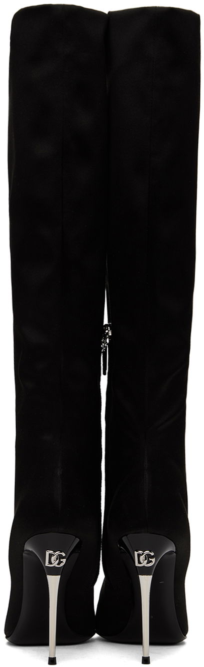 Tenisky a topánky Dolce & Gabbana Tall Satin Boots Čierna | CU1126 A7630, 1