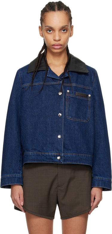 Bunda Wales Bonner Wales Bonner Denim Jacket with Faux Leather Collar Modrá | WS25DE14-DE01-599, 0