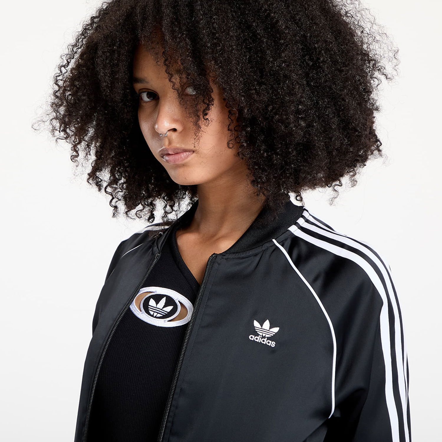 Bunda adidas Performance Adicolor SST Satin Track Top Čierna | JZ6733, 1