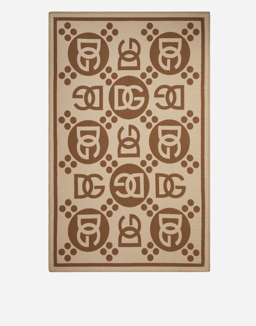 Home decor Dolce & Gabbana Dolce & Gabbana Wool Jacquard DG Logo Pattern Blanket Hnedá | TCE012TCAN2U0052