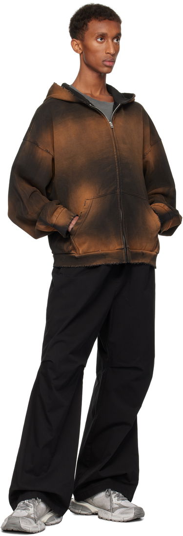Mikina We11done We11done Distressed Zip-Up Hoodie Hnedá | WD-TJ3-24-833-U-BK, 3