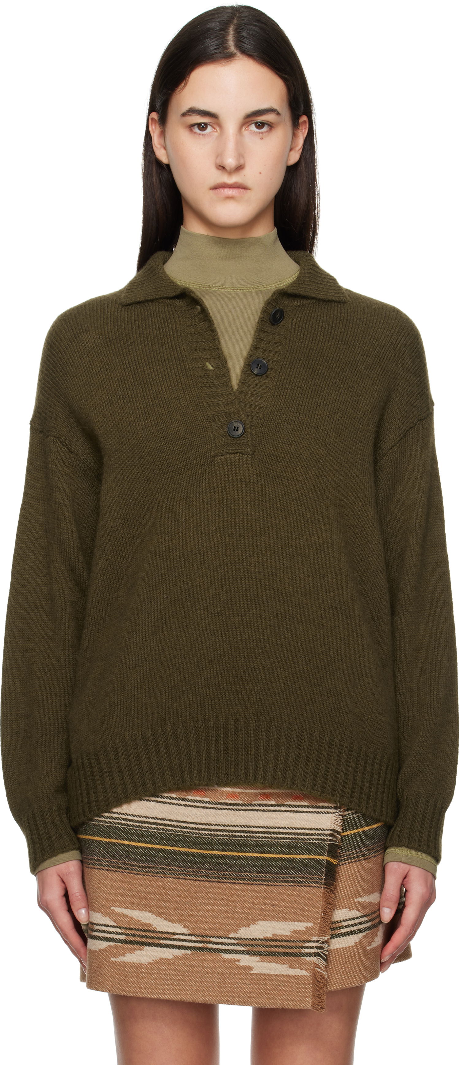 Sveter Max Mara Weekend Max Mara Sabato Wool Polo Sweater Zelené | 2425366013600, 0
