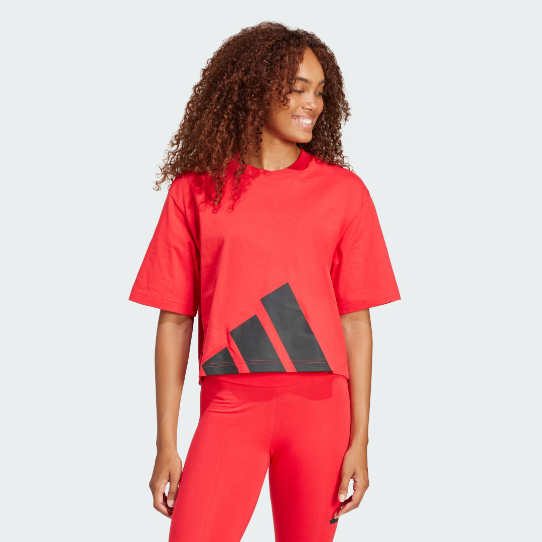 Tričko adidas Performance Big Logo Cropped Boyfriend Fit T-Shirt Červená | JG8741, 0