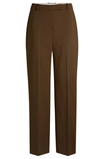 Nohavice BOSS Straight-Leg Virgin Wool Trousers Hnedá | 50530900, 0