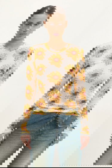 Tričko JW Anderson JW Anderson Long Sleeve Underpinning Sunflower Print Rôznofarebný | JO0238.PG1670.001, 0