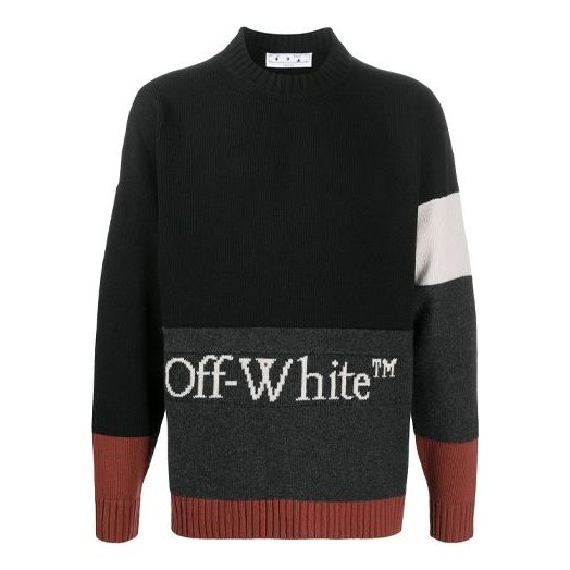 Sveter Off-White FW20 Logo-Knit Colour Block Sweater Čierna | OMHE048F20KNI0011001, 0