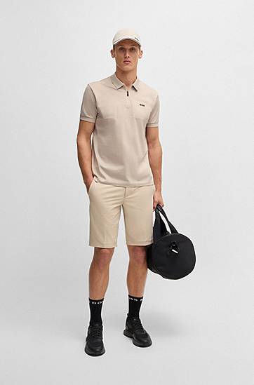 Polo tričko BOSS BOSS Zip Neck Polo Shirt Béžová | 50538177, 1