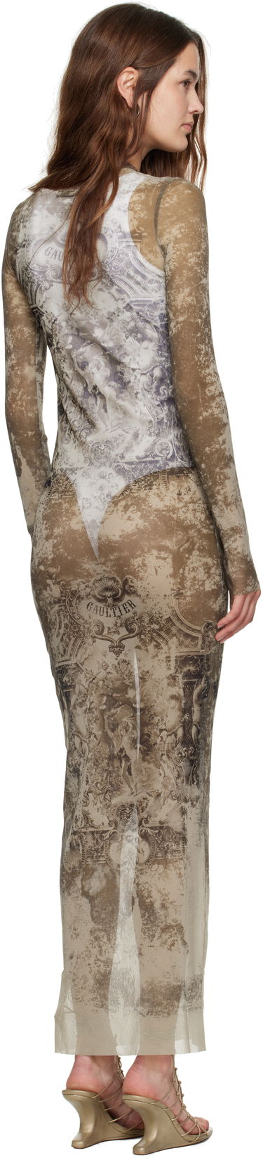 Šaty Jean Paul Gaultier Jean Paul Gaultier 'The Long Médaillon' Mesh Maxi Dress Béžová | 25/03-W-DR023-M006P-6965, 2
