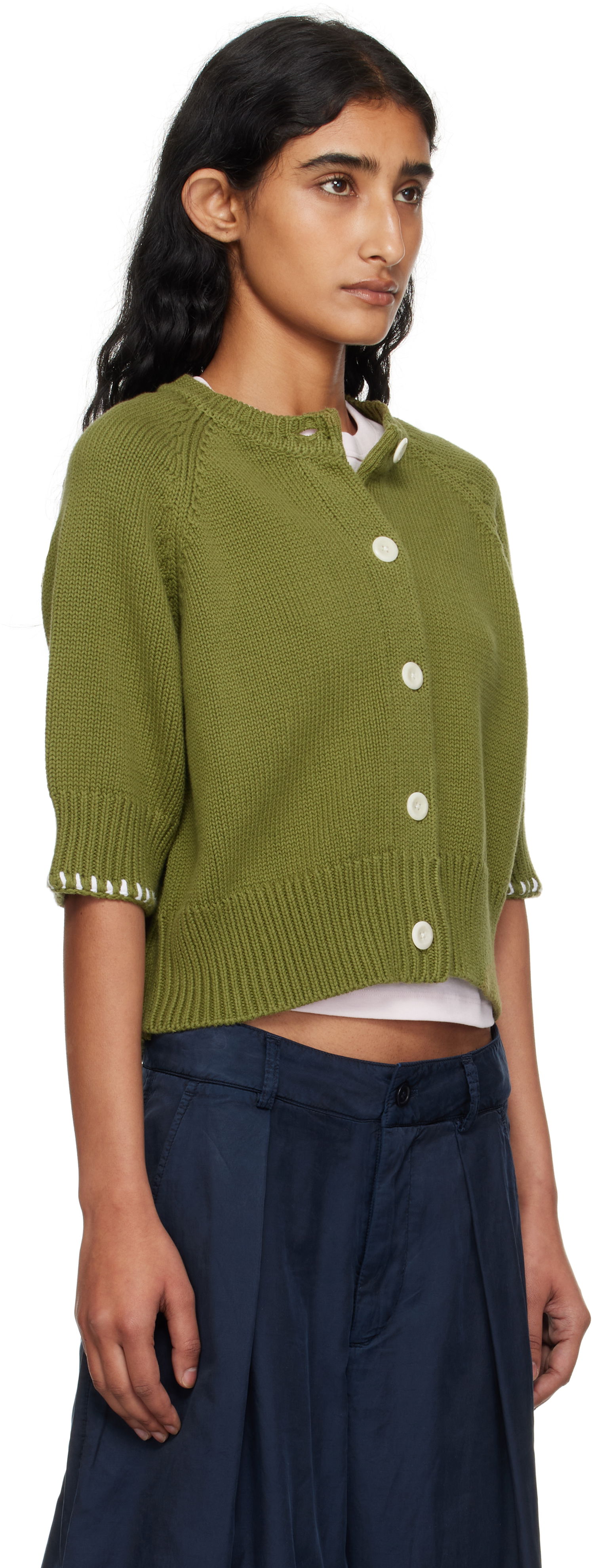 Sveter YMC YMC Kwai Knit Cardigan Zelené | Q8YMA, 1