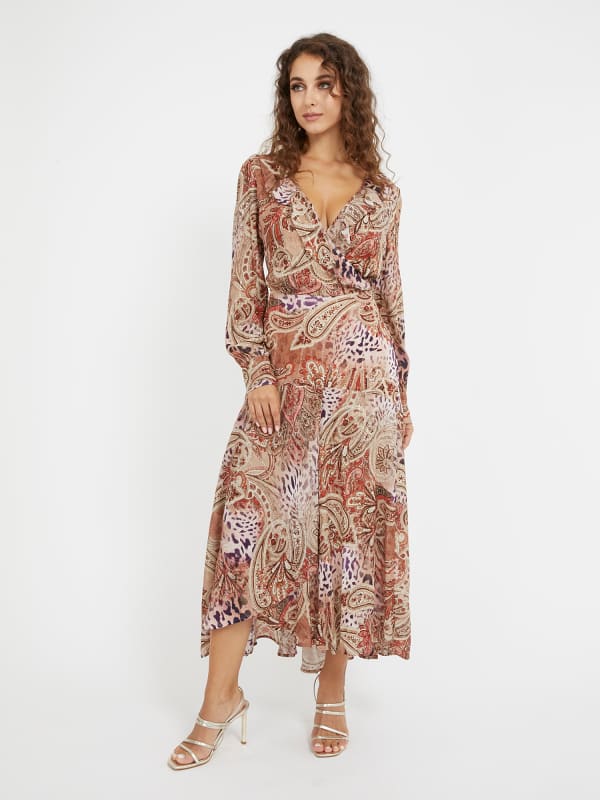 Šaty GUESS Animalier Long Rôznofarebný | W3PK1FWEX70, 0